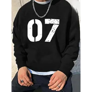 Men's Digital Print Pullover Sweatshirt, Round Neck Long Sleeve Loose Fit Casual Sportswear, Perfect for Daily Wear & Leisure Activities