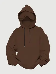 Men's Long Sleeve Hoodie with Pockets and Eye Mask, Casual Fashion for All Seasons, Thick Comfortable Design, Drawstring, Ribbed Cuffs, Hooded Sweatshirts