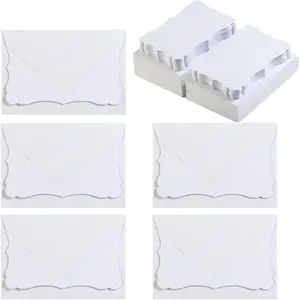 100 Pack White Mini Envelopes with Blank Note Cards Small Self-Adhesive Envelopes Small Business Card (4 X 2.7 Inches, White) Toperd