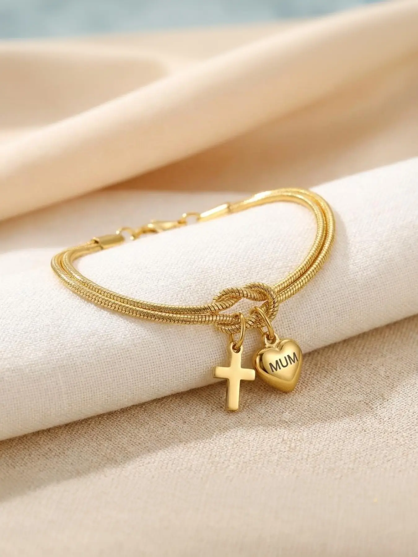 MUM Heart Cross Knot Bracelet: The Perfect Mother's Day Gift for Mom
