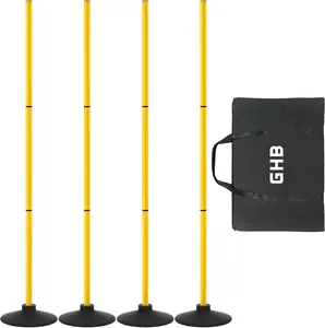 Agility Poles 4 Pack 50"  Soccer  Poles,Detachable Speed  Equipment Football Accessories with Rubber Base