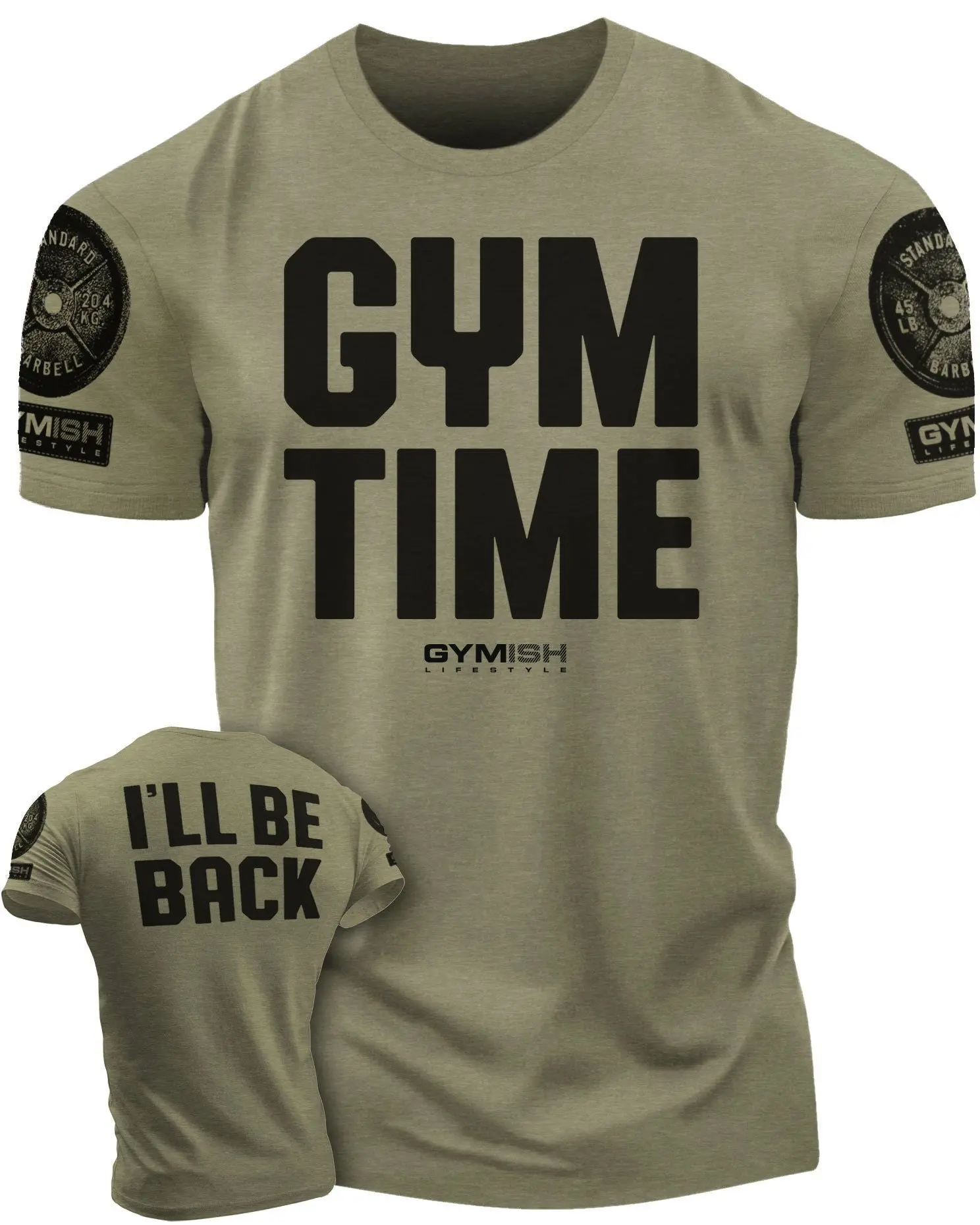 019. GYM TIME - I'll BE BACK Funny Motivational Workout Gym T-Shirt for Men