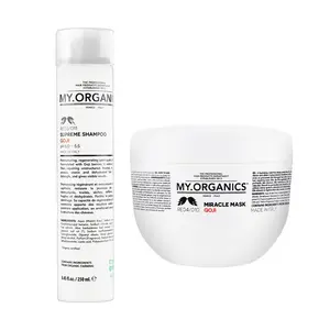 My Organics Organic Goji Supreme Shampoo 8.5fl oz + Miracle Hair Mask 16.9fl.oz for Damaged Hair【Dry and Coarse Hair HOT】