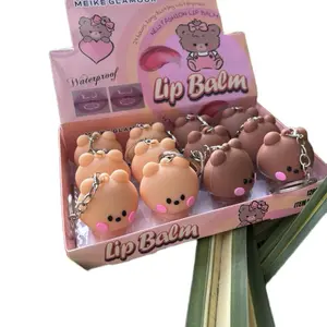 MEIKE GLAMOUR LipBalm Waterproof-24 Hours Long Lasting Cute Bear Design Keychain Lip Balm for Daily Use