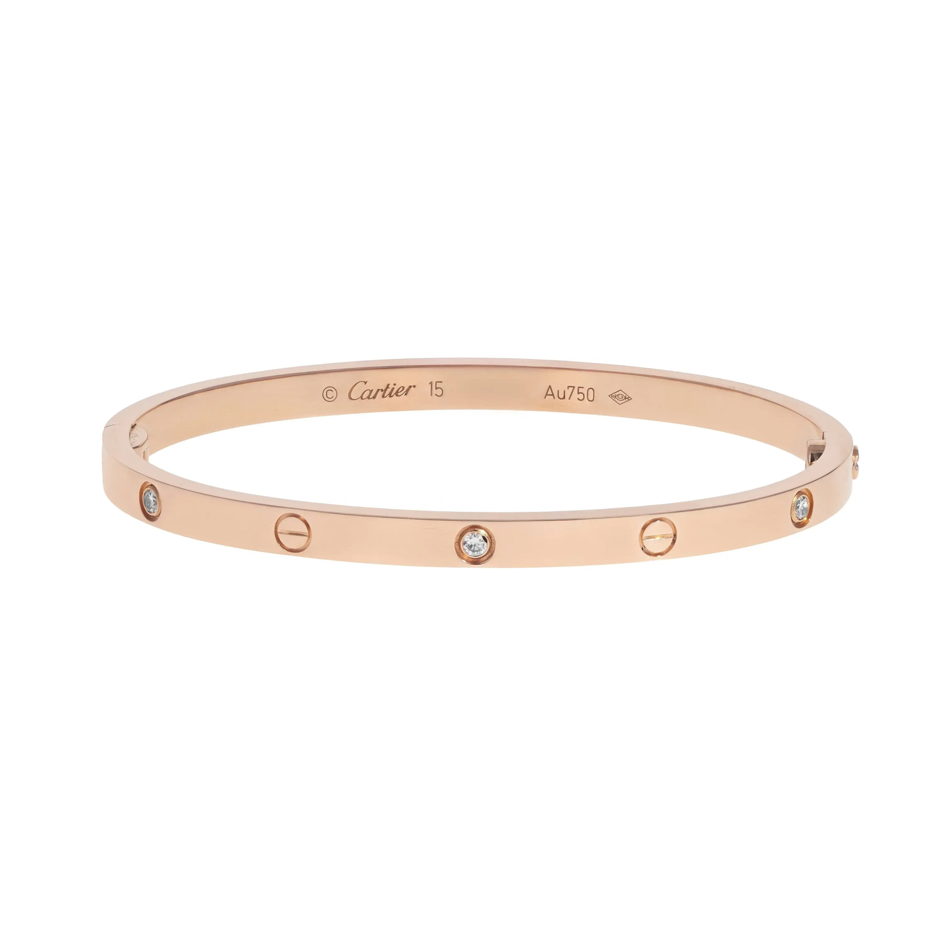 Pre-owned Cartier Small Diamond Love Bracelet Size 15