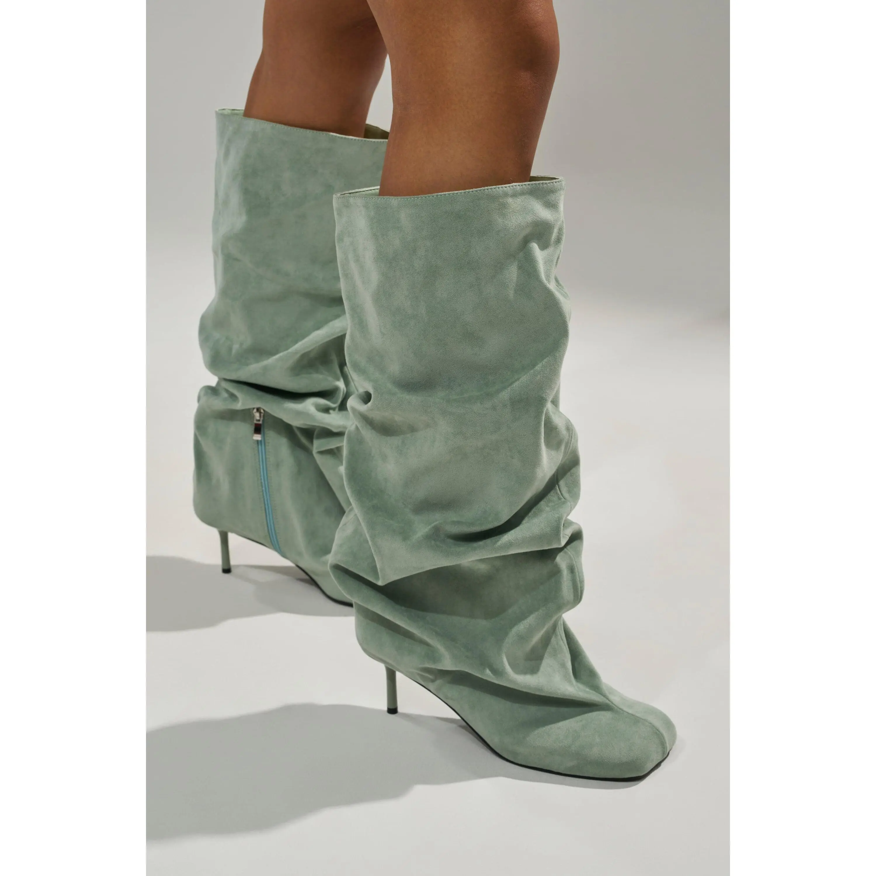 AZALEA WANG RANDALL SAGE FAUX SUEDE STILETTO BOOT