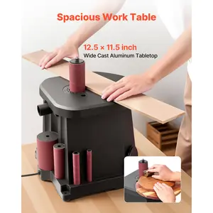 VEVOR Oscillating Spindle Sander, 2000RPM Desktop Spindle Sander, Equipped with 6 Sanding Sleeves (1/2"-3"), 0.59" Stroke and Dust Connection Port, Suitable for Furniture Polishing, Craft Grinding, Woodworking