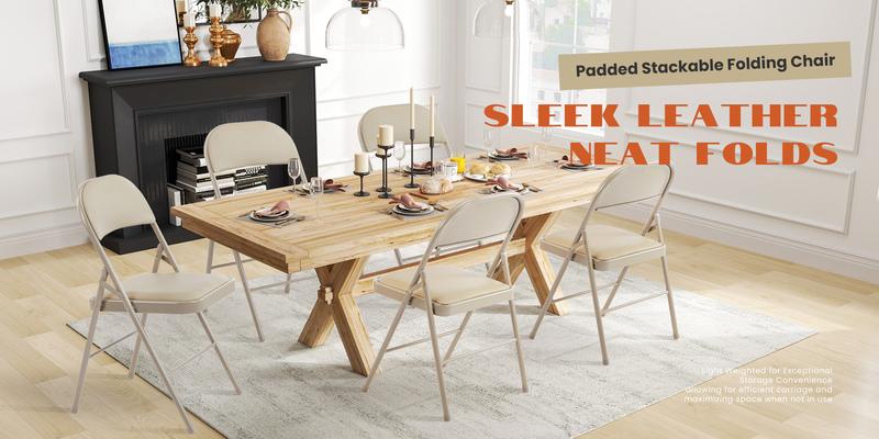 【Fall Deals】Folding versatile seating with Leather Padding - Sturdy Metal Frame, Foldable and Easy to Store for Indoor and Outdoor Use at Office