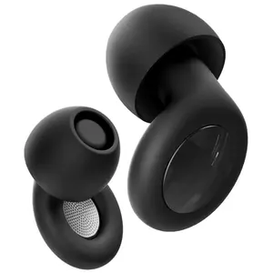 Noise Reducing Ear Plugs for Sleeping Snoring and Everyday Social Use, Black and Purple Ear Plugs, Noise Relief, 1 Pair with 4 Adjustable Sizes and Carrying Case