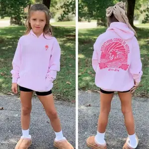 Pink Palm Puff Hoodie, Everything Comes in Waves, Gift For Fans Beach Aesthetic Pullover, Gift for Son and Daugther