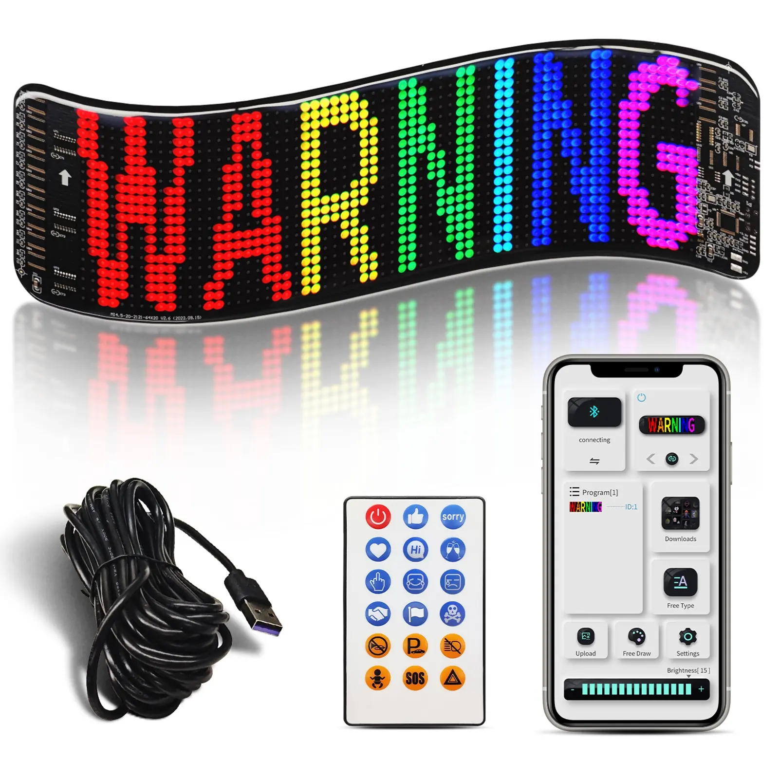 Programmable LED Sign, Scrolling Message Feature LED Store Sign Flexible Digital Display Board, App Controlled LED Matrix Panel, DIY Custom Text Options Graffiti Animation for Shop Car Bar Hotel Advertising