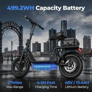 ESBS Electric Scooter, Peak Power 750W, Top Speed 22 mph, Battery 10.5-22.5Ah, Driving Range 20-60 Miles, Adjustable Height, Electronic Brake, 14-inch Inflatable Tires.