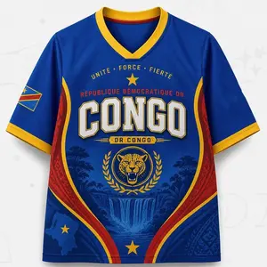 DR Congo Mesh Jersey Custom Name Number, Democratic Republic of Congo Flag Shirt, Personalized African Pride Sports Jersey UP4