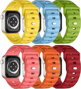 Sport Bands 6-Pack Compatible with Apple Watch Ultra 3/2/1, Wide 26mm Soft Silicone Waterproof Replacement Straps for iWatch 49mm 46mm 45mm 44mm 42mm, Durable Workout Wristbands for Men, Flexible Breathable Bands for Series 11 10 9 8 7 6 5 4 3 SE