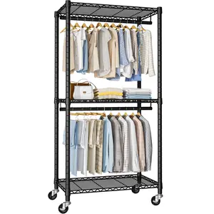 Heavy-Duty Portable Closet, 30"W x 14"D x 76"H, Black, Carbon Steel
