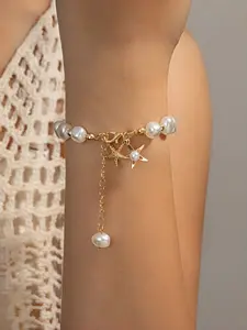 Fashion New Cross-Border Trendy Luxury Abs Imitated Pearl Alloy Starfish Pendant Women's Bracelet