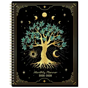2026-2030 Monthly Planner/Calendar - January 2026 to December 2030, 5-Year Monthly Planner, Black Background Starry Sky Element Tree Flower Theme Cover Design Notebook, Annual Daily Calendar Planning, Monthly Tabs, 60-Month Calendar, 5.5 x 8.3 inches, 71