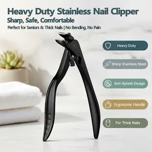 Heavy Duty Nail Clippers for Thick & Tough Nails, Sharp Stainless Steel Toenail Clippers with Anti-Splash Design, Ergonomic Handle Nail Cutter for All Adults outdoorfun