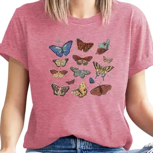 Butterfly Shirts for Women Printed T Shirt Vintage T Shirts Bohemian Wind Graphic Tees