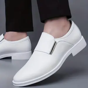 Men'S Classic White Slip-On Dress Shoes - Durable Rubber Sole, All-Season Comfort For Business, Office, Wedding & Casual Wear, Versatile Charm, Casual Footwear | Elegant Footwear | Smooth Finish