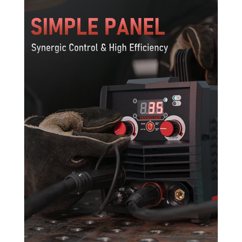 YesWelder FLUX-135MINI 135A 110V Gasless MIG Welder | 3-in-1 Flux Core/Lift TIG/Stick Inverter Welding Machine with Synergic Control