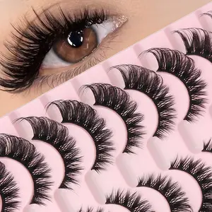 Natural Look False Eyelashes, Cosmetic False Lashes, 10 Pairs Wispy Faux Cluster Lashes, Natural Sweep Lash Set Volumized False Eyelashes for Women and Girls Eye Makeup Enhancement, DIY Eyelash Extensions
