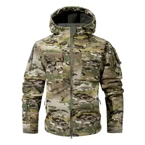 Men's Multi-Pocket Workwear Hooded Jacket, Fleece Waterproof Jacket, 9 Cl Menswear ose-Fitting Pockets Fleece Design. Menswear Coats Coats Tops Long Sleeve Operator Motocross Camo Camouflage Casual Navy Outdoorfun（gift）