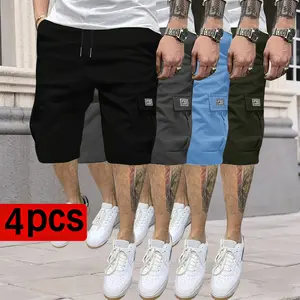 Men’s 4-Pack Cargo Shorts — Summer Trendy Casual Shorts with Multiple Pockets, Comfortable and Breathable, Stylish and Versatile, Suitable for Outdoor Leisure Activities, Everyday Wear, and as a Gift for Men