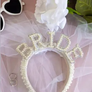 Bride headband with veil, bride to be headpiece, bride to be hat, personalized bride headband, bachelorette party headband, hens party tiara