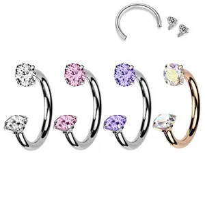 Titanium Horseshoe Nose Hoop Internally Threaded Gems for Piercings | Nose Ring