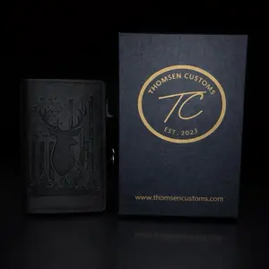 Buck Silhouette American Flag Black Leather Pop Up Wallet RFID