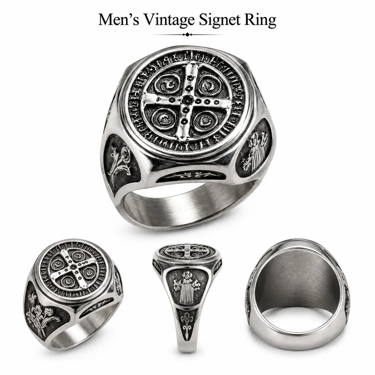 Men’s Stainless Steel Saint Benedict Ring