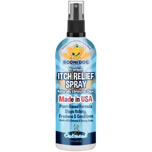Itch Relief Spray for Pets | Natural Soothing Relief for Dry, Itchy, Bitten or Allergy Damaged Skin | Made in USA by Bodhi Dog (Oatmeal)