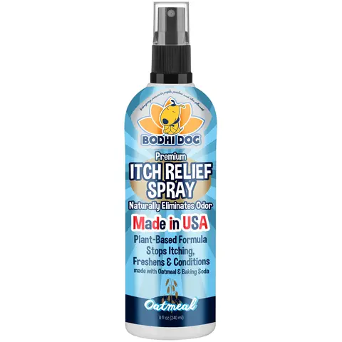 Itch Relief Spray for Pets | Natural Soothing Relief for Dry, Itchy, Bitten or Allergy Damaged Skin | Made in USA by Bodhi Dog (Oatmeal)