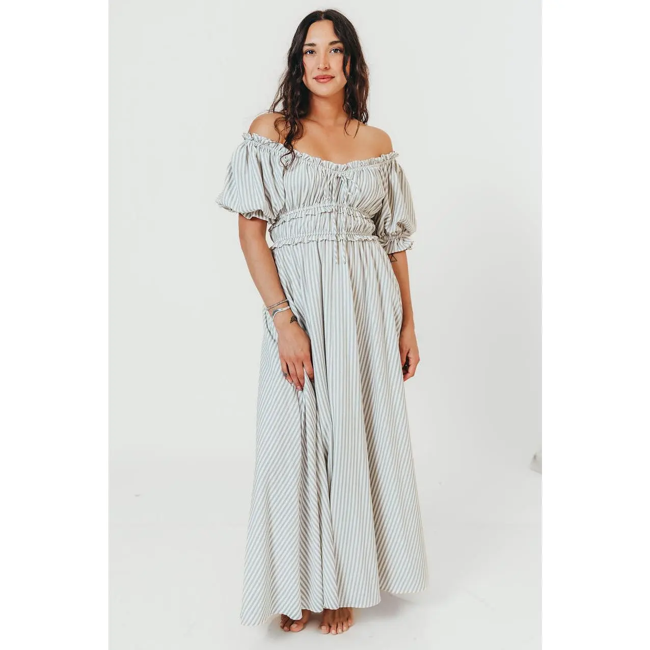 Sydnee Maxi Dress in Hamptons Blue Stripe - Bump Friendly