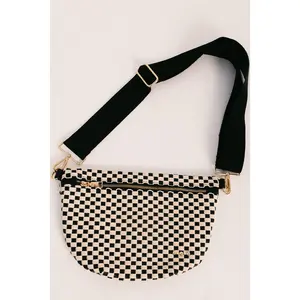 The Westlyn Woven Bag in Checkered Black (Ships in 1 Week)