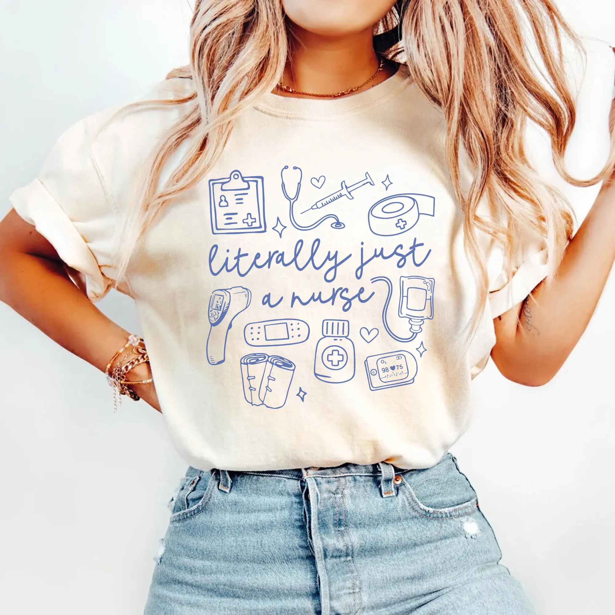Literally Just a Nurse Shirt – Funny Nurse T-Shirt for RNs, CNAs, LPNs, Healthcare Worker Gift