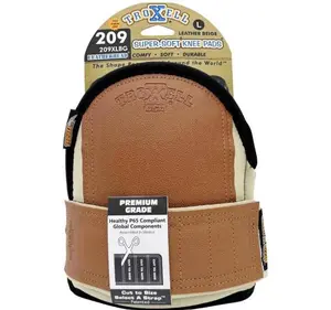 TROXELL USA SuperSoft Leatherhead Kneepads - (Large Size / Bagged in Pairs) - Comfortable, Adjustable, Washable Kneepads - Heavy Duty Construction Flooring Knee Pads for Tile Roofing Gardening Work | Adjustable Cut-to-Size Strap | All-Day Comfort Engineer