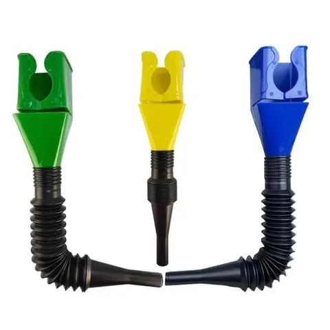3-Count Plastic Retractable Oil Change Funnel Set, Flexible Spout Hose, Filter, Clip-On Design - 4.3-7 in, Overflow Prevention, Easy to Use Fluid Filling Tool for Cars/Motocycles
