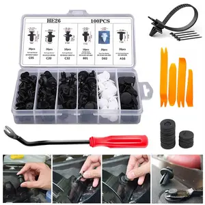 130 pieces of car bumper repair tool kit, car parts, universal plastic rivet fastener clip, body push fixing pin rivet bumper door trim fastener kit, suitable for car repair kit