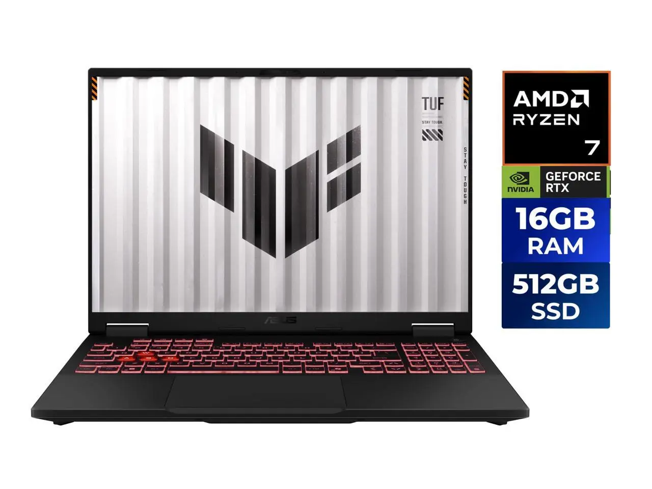 ASUS TUF Gaming A16 - 16" FHD+ 165 Hz - AMD Ryzen 7 260 - GeForce RTX 5060 Laptop GPU - 16GB DDR5 RAM - 512GB SSD - Windows 11 Home  (FA608UM-NS73)