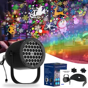 2026 New LED Christmas Projection Lamp, Christmas Snowflake Projector Lights with 9 Dynamic Patterns, USB Powered Xmas Projector Light for New Year Holiday Party Indoor Outdoor (Black, Christmas)
