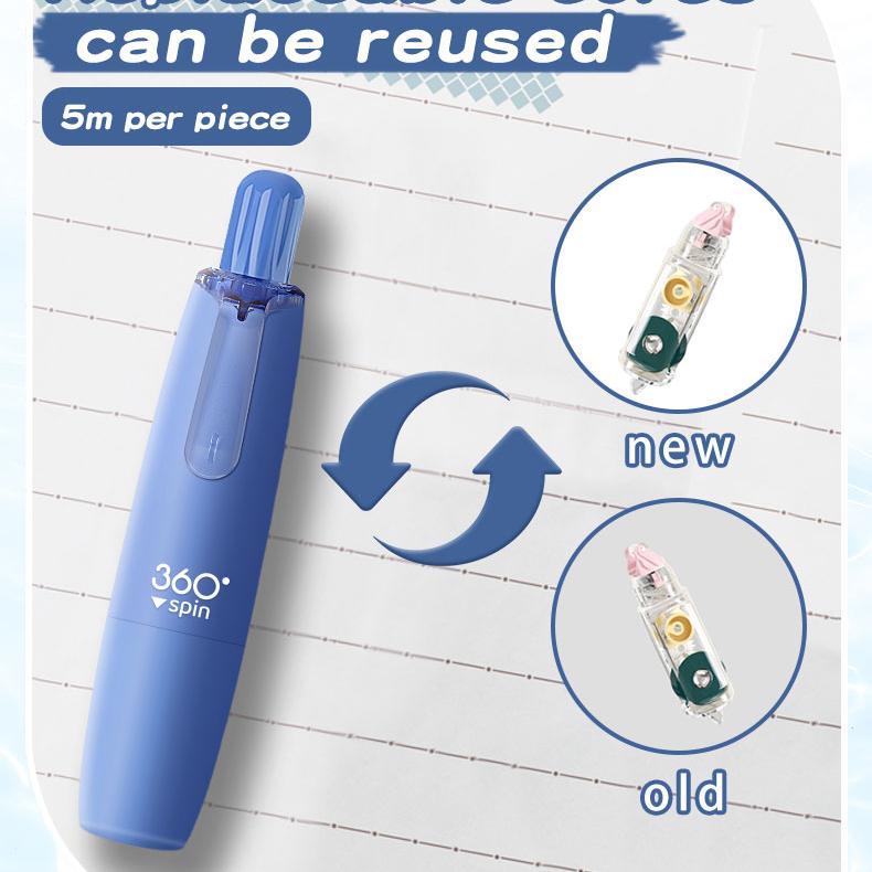Double-sided tape pen, Greplaceable refills,Glue tape pen, dot-shape glue,4 main bodies + 6 refills, gradient color, perfectfor doing junk journal or school project