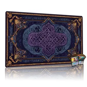 Celtic Knotwork Vintage Playmat for Mtg, 24x14 Inch Tcg & Board Game Mat, Rune Art Design, Ideal Gift for Myth Fans