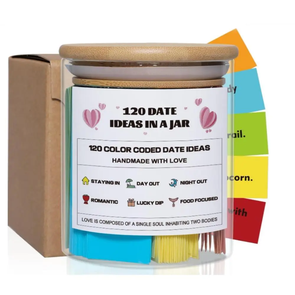 120 Creative Date Ideas in a Jar with Color-Coded Categories, Perfect Gift for Couples, Friends & Family, Romantic Dating Activities Birthday Gift Jar, Birthday Party Favors, Party Favor Gifts