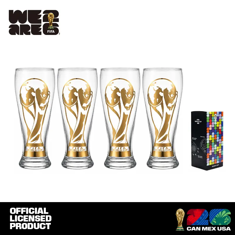 Official FIFA World Cup 26 Gold Stamped Classic Beer Glass-Perfect for Game Day Family Pack Collector's Edition Drinkware Tumblers ,summerwins