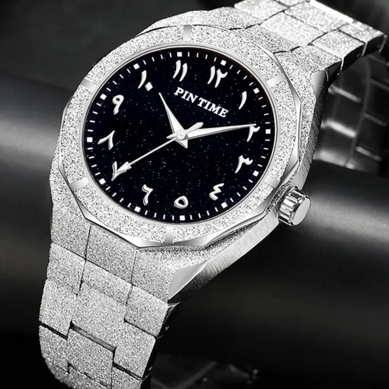 Men's Quartz Watch, Analog Quartz Watches, 12-Sided Sapphire Sandblasted Starry Sky Luminous Dial Face, Waterproof Luminous Business Wristwatch, Casual Analog Style, Luminous Fashionable Watch, Analogue Quartz Watch