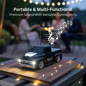 Solar-Powered Portable Pickup Truck Speaker Wireless Outdoor Audio System with Solar Charging Design High-Fidelity Stereo Sound FM Radio Compatible with Universal Cell Phone and Bluetooth Device