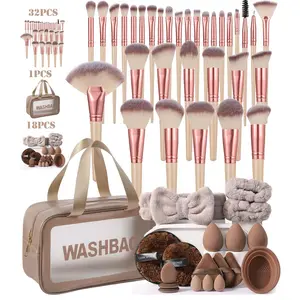Makeup Tool Set, 51pcs/set Makeup Brush & Sponge & Puff & Brush Cleaning Bowl & Headband & Wristband & Storage Bag, Professional Makeup Tools for Women, Makeup Brushes Kits