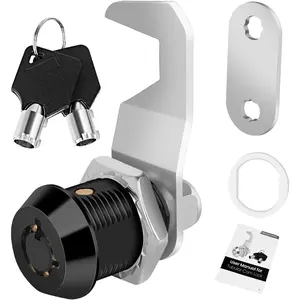 Black Toolbox Lock with Keys, Keyed Alike Cabinet Locks, Hook Cam Tubular Cam Lock, Zinc Alloy Tool Box Lock with Manual, 5/8 Inch 1 Pack Black